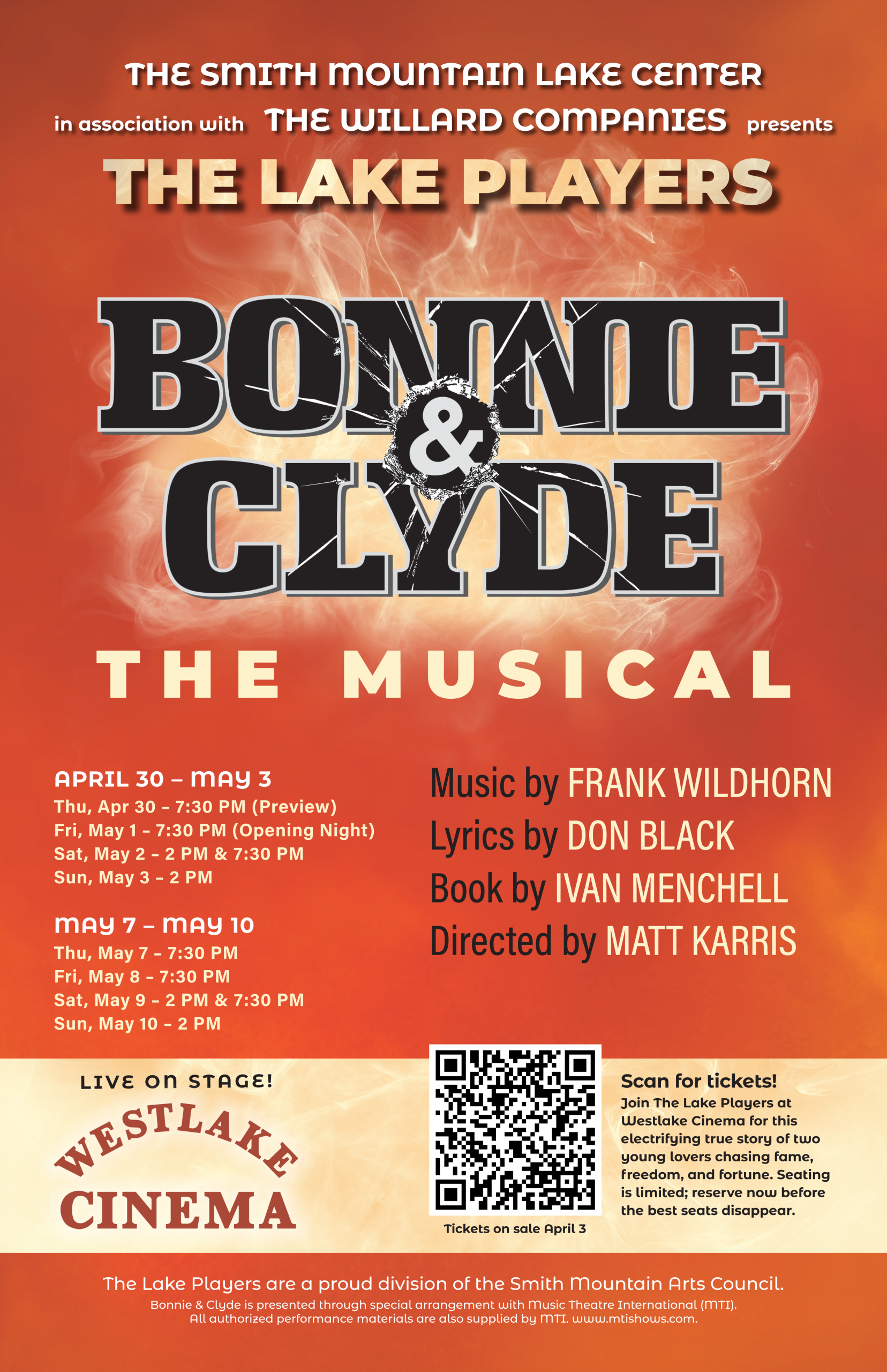 Lake Players Bonnie and Clyde 2026 - Smith Mountain Arts Council